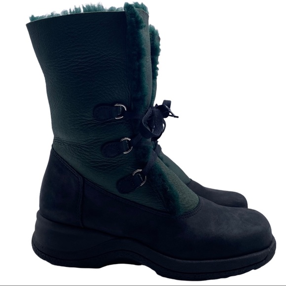 La Canadienne Green Leather Suede Shearling Winter Boot Size 6 - Picture 3 of 9